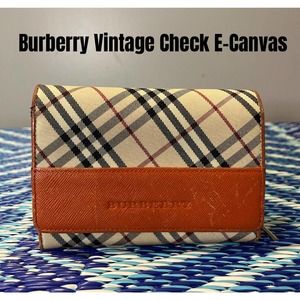 Burberry Vintage Check E-Canvas Coin Purse Women's Beige/Black Size Medium